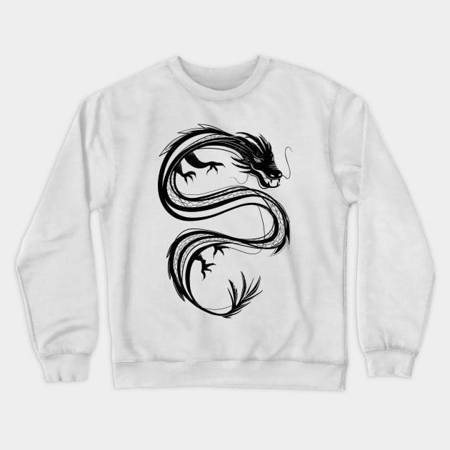 traditional chinese dragon in black Crewneck Sweatshirt by acatalepsys 